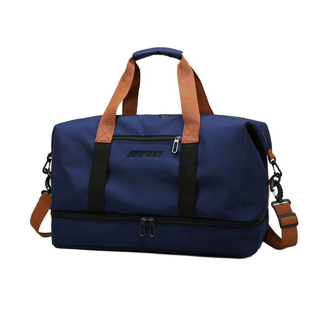 Sonducket Bolsa de viaje de separación húmeda y seca de tela - Bolsas de viaje de gran capacidad convenientes y prácticas Envolturas para manijas de equipaje Azul