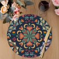 thumbnail image 3 of Vintage Flower Round 13 Inch Placemats Set of 6, Boho Abstract Colorful Ethnic Floral HeatResistant Non Slip Place Mats for Dining Table, Wipeable Braided Kitchen Table Mats for Housewarming, 3 of 9