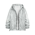 thumbnail image 5 of Lars Amadeus Metallic Windbreaker for Men's Drawstring Hooded Zipper Party Club Jacket, 5 of 5