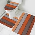 thumbnail image 3 of Orange Wooden Bath Mat 3 Piece Bathroom Rug Set, Grey Stripe Gradient Country Rustic Grain Non Slip Bath Rug Contour Mat and Toilet Lid Cover, Absorbent Shower Mats Soft Bath Rugs and Mats Sets, 3 of 8