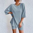 thumbnail image 4 of Coton décontracté Cami chemise pantalon court col rond dames coupe ample vêtements de nuit tenue FLhrweasw Nuevo, 4 of 7
