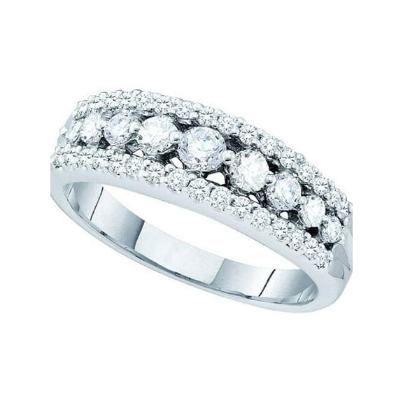 14kt White Gold Womens Round Pave-set Diamond Triple Row Band Ring 3/4 Cttw