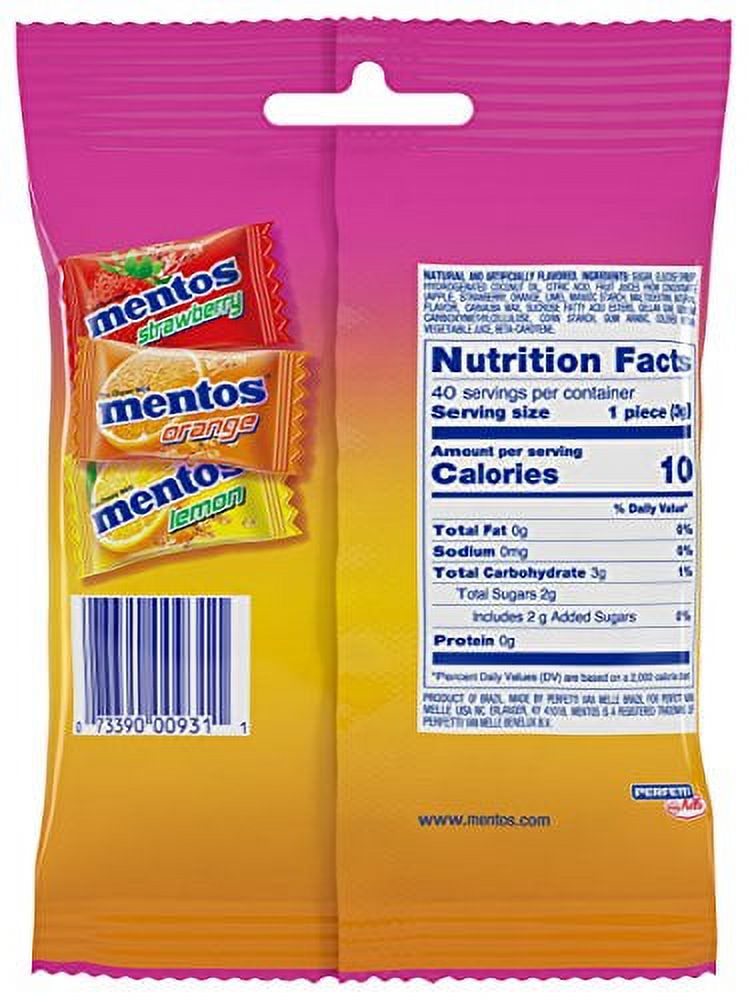 Mentos Individually Wrapped Chewy Mint Candy Peg Bag 40pc Fruit - image 2 of 2