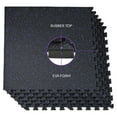 thumbnail image 4 of Rubber Gym Mats Interlocking 1/2 Inch Thick - 12 Tiles Workout Flooring - Protective Foam Tiles for Home Gyms, Fitness Rooms, Garage, Black/Blue, 4 of 9