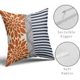thumbnail image 3 of Orange Navy Blue Pillow Covers 18x18 Set of 2 Gray Dahlia Decorative Striped Throw Pillows Modern Geometry Flower Decorative Pillowcase Square Cotton Cushion Case Decor for Home Sofa Couch Bed, 3 of 6