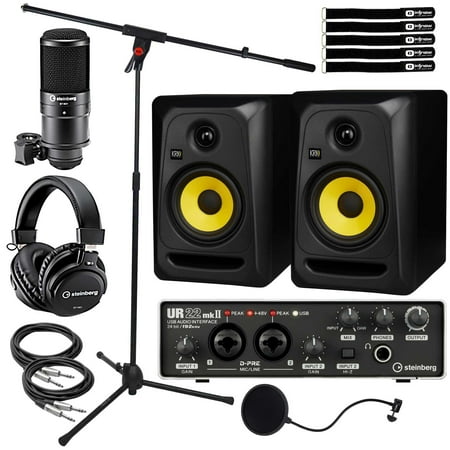 Steinberg UR22MKII Dual-Channel Audio Interface Recording Pack with KRK CL5G3 5" Powered Studio Monitors