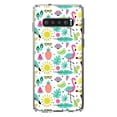 thumbnail image 1 of DistinctInk Clear Shockproof Hybrid Case for Samsung Galaxy S10+ PLUS(6.4" Screen) - TPU Bumper, Acrylic Back, Tempered Glass Screen Protector - Summer Graphics - Flamingo Pineapple Sun Glasses, 1 of 2