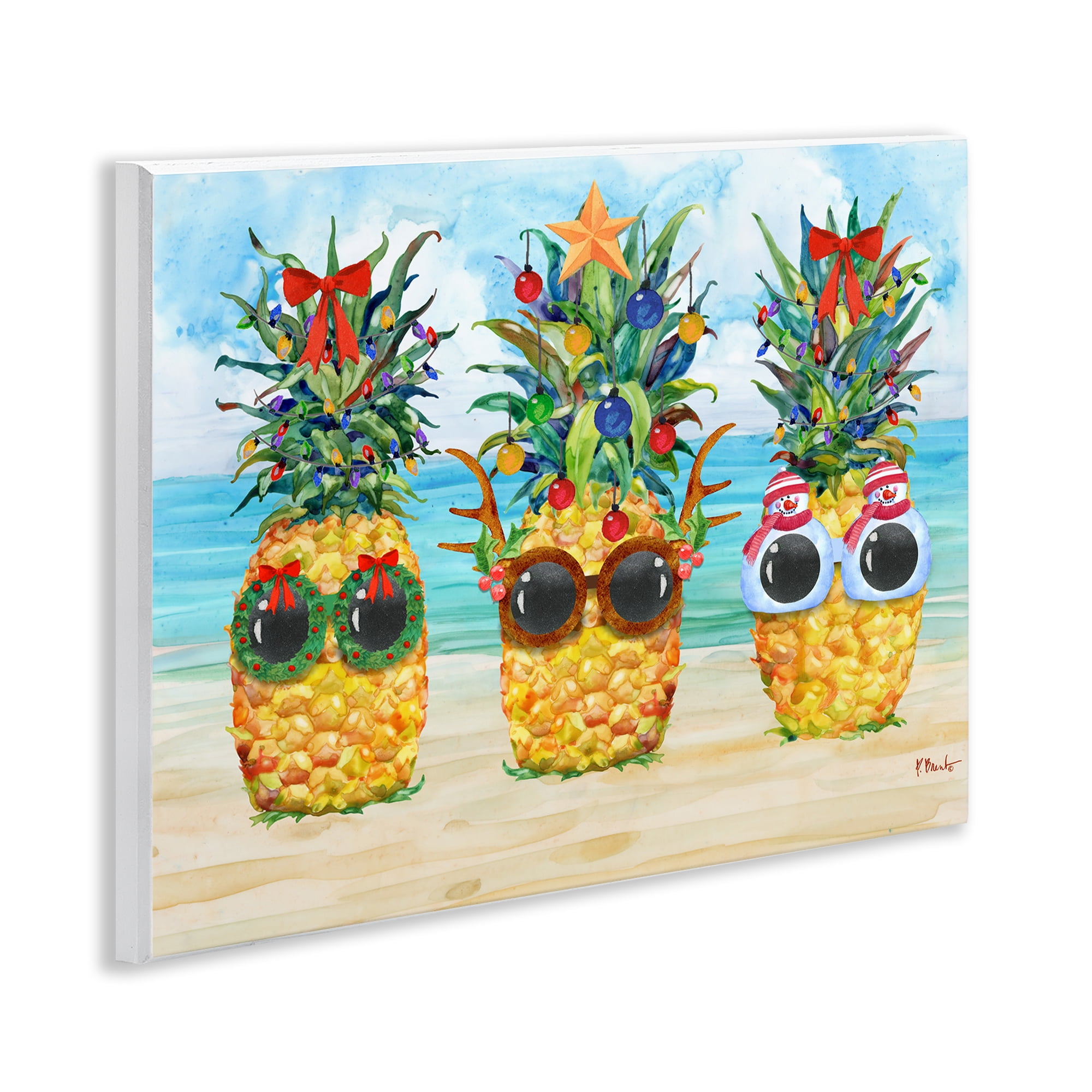 Stupell Industries Christmas Cool Pineapples Holiday Painting Unframed Art Print Wall Art, 14 x 11