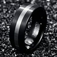 thumbnail image 3 of 8mm Tungsten Carbide Ring, Silver and Black Brushed Matte Finish Tungsten Band Wedding Engaged Ring Comfort Fit Size 7-12, 3 of 6