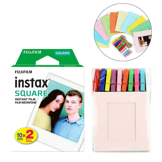 Fujifilm instax Square Film (20 Exposures) + Photo Frames for Square Film Assorted Colors – Deluxe Accessory Bundle - Walmart.com