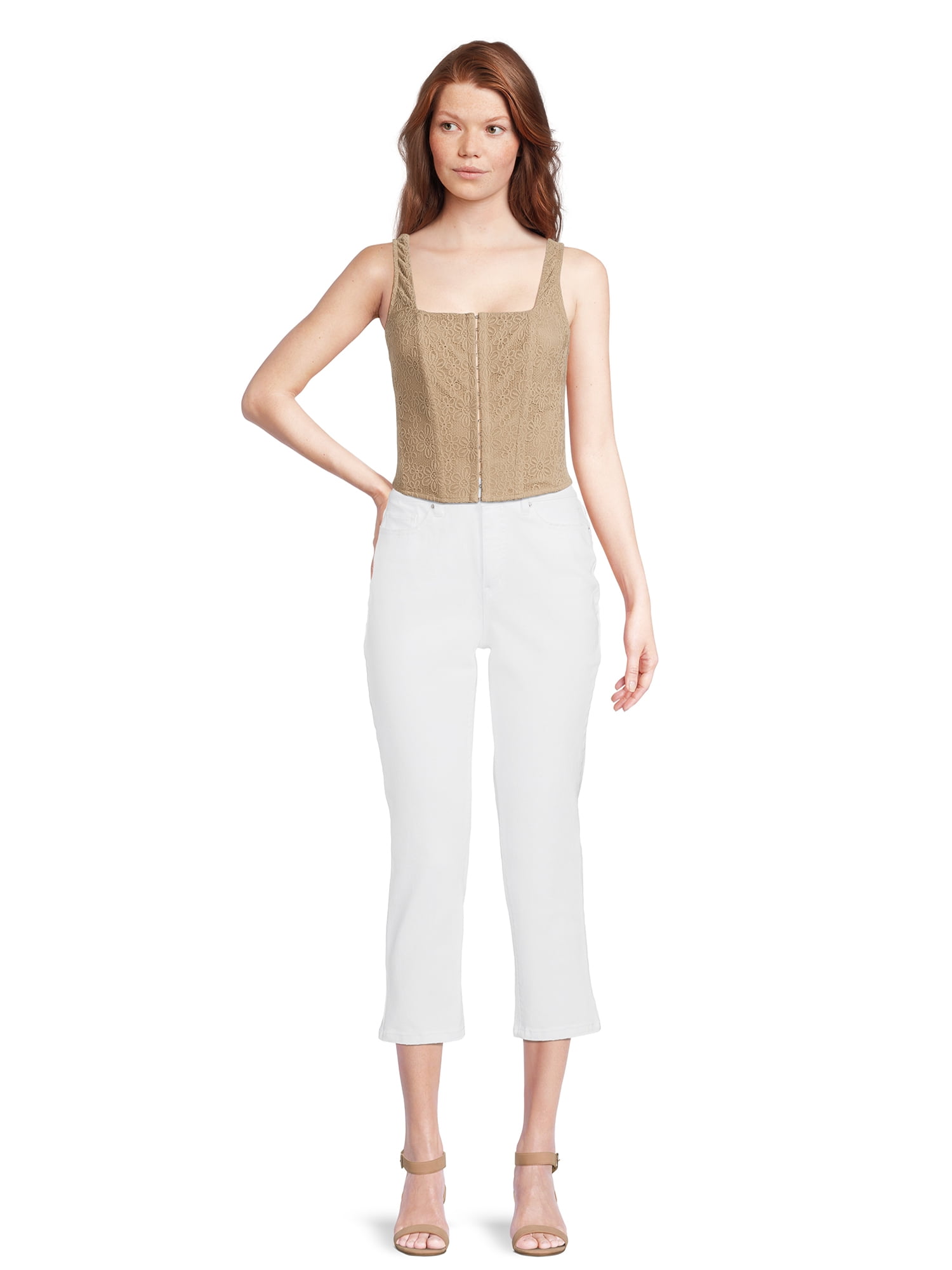 Self Esteem Juniors’ Lace Square Neck Corset Top, Sizes XS-XL