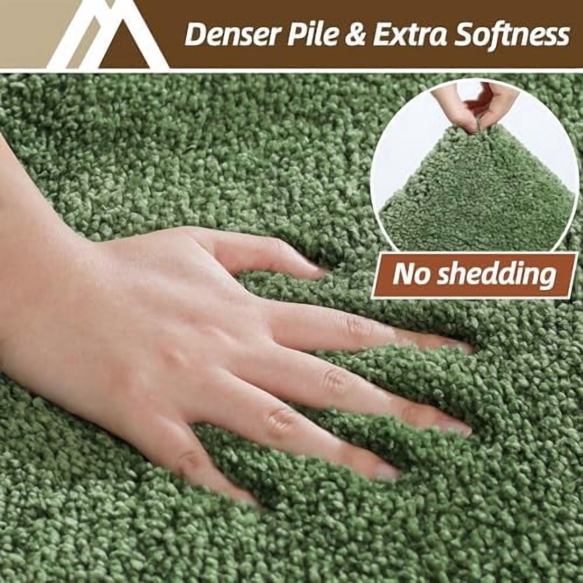 Bath Rugs for Bathroom Extra Thick- Anti-Slip Bath Mats Soft Plush Yarn Shaggy 100% Strong Mirco Polyeste Mat Living Room Bedroom Mat Floor Water Absorbent(Green,24x48 - Inches)