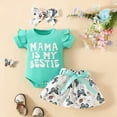 thumbnail image 2 of TOWED22 Baby Clothes Girl Newborn Infant Girls Summer Outfit Short Sleeve Romper Daisy Short Headband Set(Mint Green,0-3 M), 2 of 8