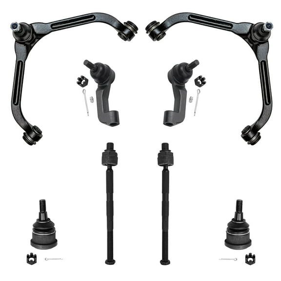 Detroit Axle - 8pc Front End Control Arms Kit for 2006 2007 Jeep Liberty 2 Upper Control Arms w/Ball Joints 2 Lower Ball Joints 4 Inner & Outer Tie Rod Ends Replacement