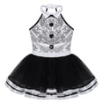 thumbnail image 3 of Moggemol Kids Girls Halter Sleeveless Sequins Modern Jazz Ballet Dance Dress Camisole Gymnastics White 8, 3 of 7