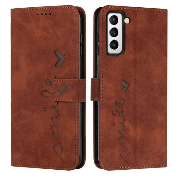 Case for Samsung Galaxy S23 FE 5G Wallet Case Flip Cover with Card Holder,Faux Leather Galaxy S23 FE Case Wallet for Women and Men with Kickstand Wristlet Strap,Brown Love
