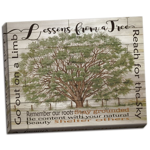 Gango Home Decor Country-Rustic Lessons from a Tree by Cindy Jacobs (Ready to Hang); One 16x12in Hand-Stretched Canvas
