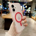thumbnail image 1 of Translucent Matte For Magsafe Magnetic Wireless Charge Case For iPhone 16 Pro Max 15 14 13 12 Soft Jelly Bumper Shockproof Cover Red For iPhone 13 Pro, 1 of 6