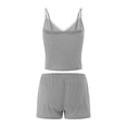 thumbnail image 5 of Michellecmm Women Striped Pajama Set, Lace Trim V-neck Camisole with Bow Shorts Sleepwear Loungewear, 5 of 9