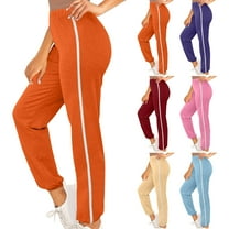 Fartey Women's Side Striped Sweatpants High Waisted Joggers Pants with Pockets Lightweight Yoga Pant Lounge Workout Trousers Wine XXXL