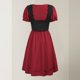 thumbnail image 5 of Mini vestido con volantes para mujer informal con cuello cuadrado ajuste holgado conjunto de vacaciones con bloques de color, 5 of 7
