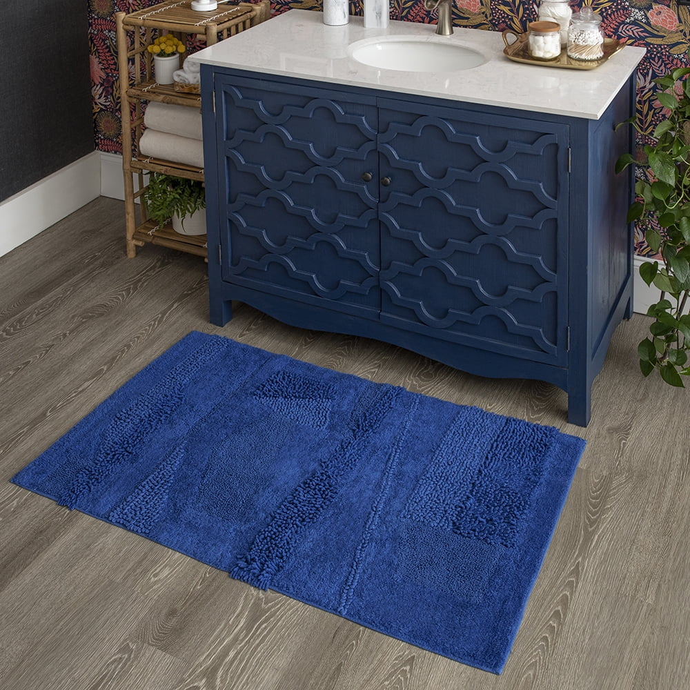 Mohawk Home Composition Cotton Bath Mat, Fiesta Cobalt, 1' 9" x 2' 10"