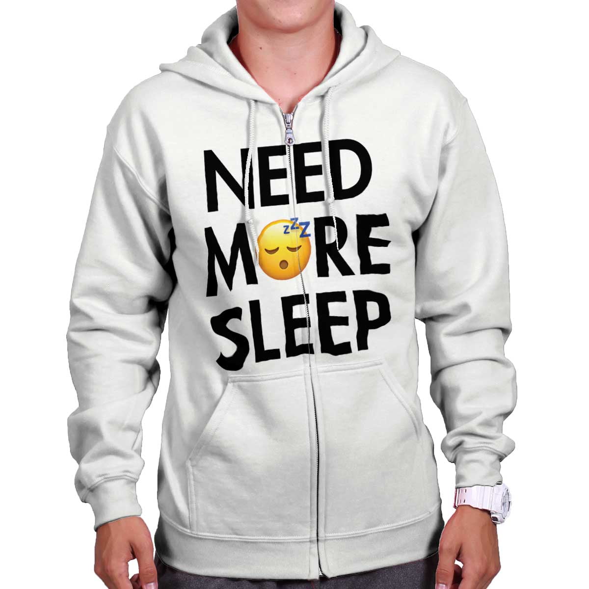 Brisco Brands Need More Sleep Tired Sleep Napping Emoji Zip Hoodie