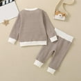 thumbnail image 5 of Zwiiyzr 3M-3T Baby Clothes Sweater Knit Outfits Kids Toddler Girls Boys Striped Soft Comfy Long Sleeve Winter Fall Warm 2Pcs Set Brown, 5 of 9