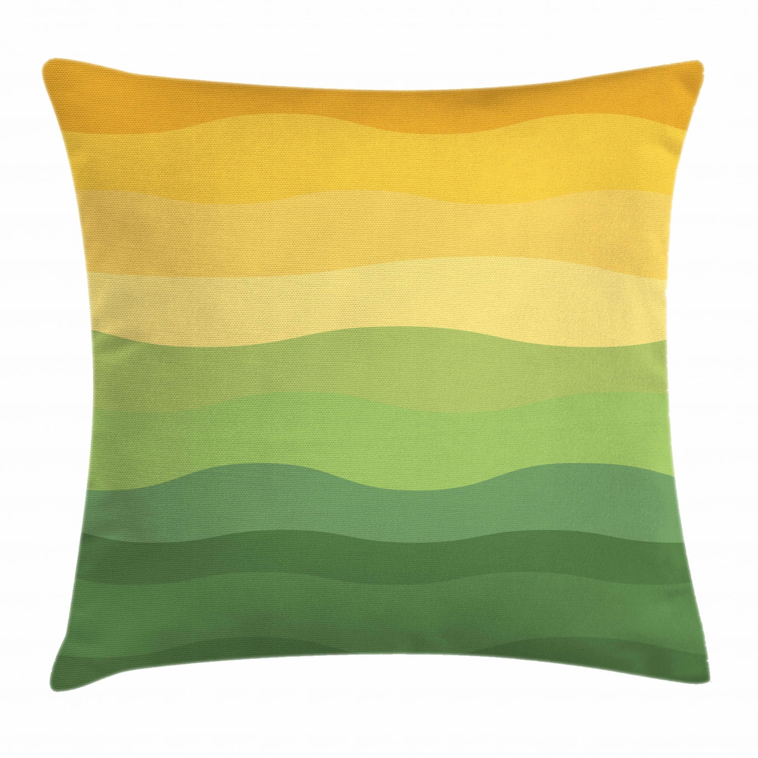 Abstract Throw Pillow Cushion Cover, Green and Yellow Colored Wavy