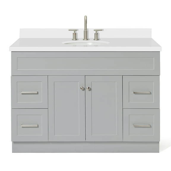 Ariel Hamlet 49 In. Oval Sink Vanity With White Quartz Countertop In Grey