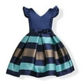 thumbnail image 2 of KYAIGUO Kids Toddler Girls Dresses Stripes Flower Girls Party Dress Bridesmaid Ball Gown Wedding Tutu Dress for 3-10 Years, 2 of 11