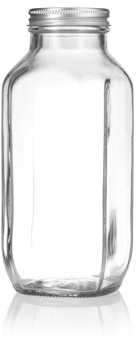 French Countryside 16 oz Glass Square Bottle - Tamper-Evident Cap - 2 3/4  x 2 3/4 x 7 1/2 - 10 count box