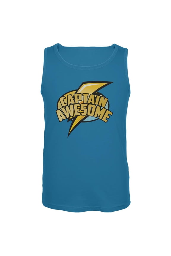 Captain Awesome Turquoise Adult Tank Top - Medium