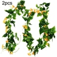 thumbnail image 5 of 2pcs Artificial Vine Morning Glory Hanging Foliage Home Vine Home Decor Decor Simulation Vine Plant yellow, 5 of 9