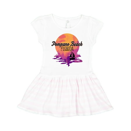

Inktastic Pompano Beach Florida Vacation Sunset Gift Toddler Girl Dress