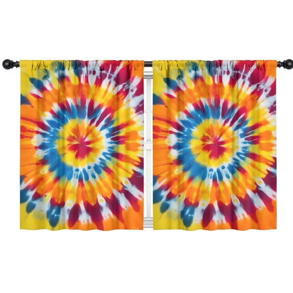 Blackout Kids Curtains,Colorful Rainbow Tie Dye Spiral Pattern Childrens Insulated Curtains Set Of 2,Bedroom Essentials,Toddler Room Decor 42"x54"