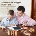 thumbnail image 3 of 256PCS Coin Wrapper Rolls, Assorted Coin Wrapper, Preformed Coin Kraft Paper Roll, Coin Wrapping Tubes for 10 Quarters, 2 Nickles, 50 Pennies, 5 Dimes, Standard Coin Rolls for Home Office Bank, 3 of 6