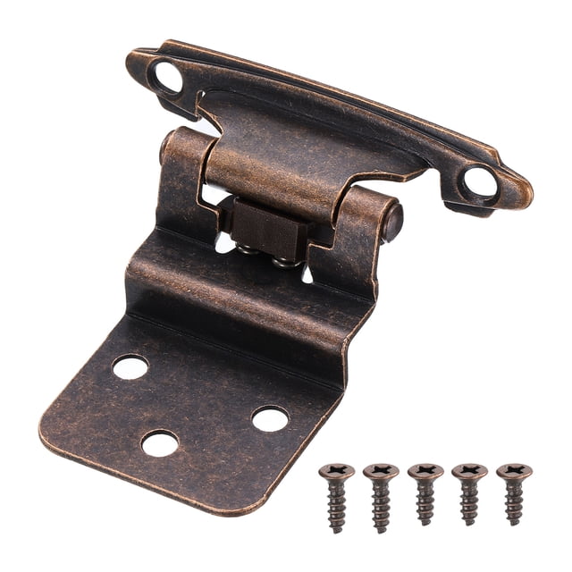 Uxcell 3/8" Bisagras de puerta de armario empotradas, 50 Pcs bisagra de hardware de armario de cocina autoclosed con tope de puerta, bronce aceitado