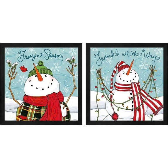 Great Art Now Snowplace Like Home by Anne Tavoletti, 2 Piece Framed Art Set Each 13"W x 13"H