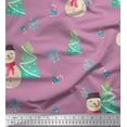 thumbnail image 1 of Soimoi Purple Velvet Fabric Snowman & Tree Christmas Decor Fabric Printed Yard 58 Inch Wide, 1 of 1