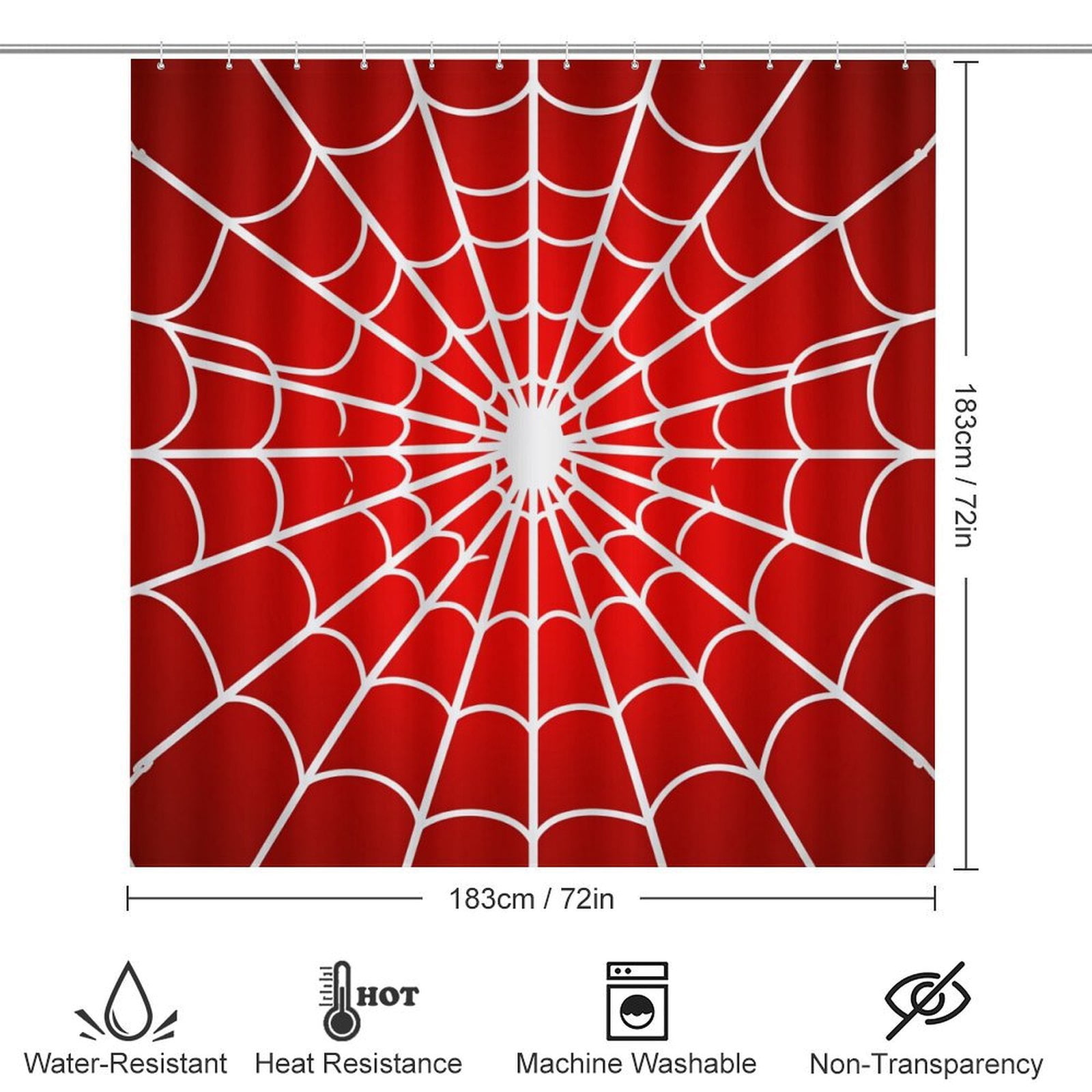 Red Spider Web Black Cartoon Shower Curtain Waterproof Bathroom Curtain Set 4pcs with Hooks Rugs Mat Bathroom Curtains Home Decor