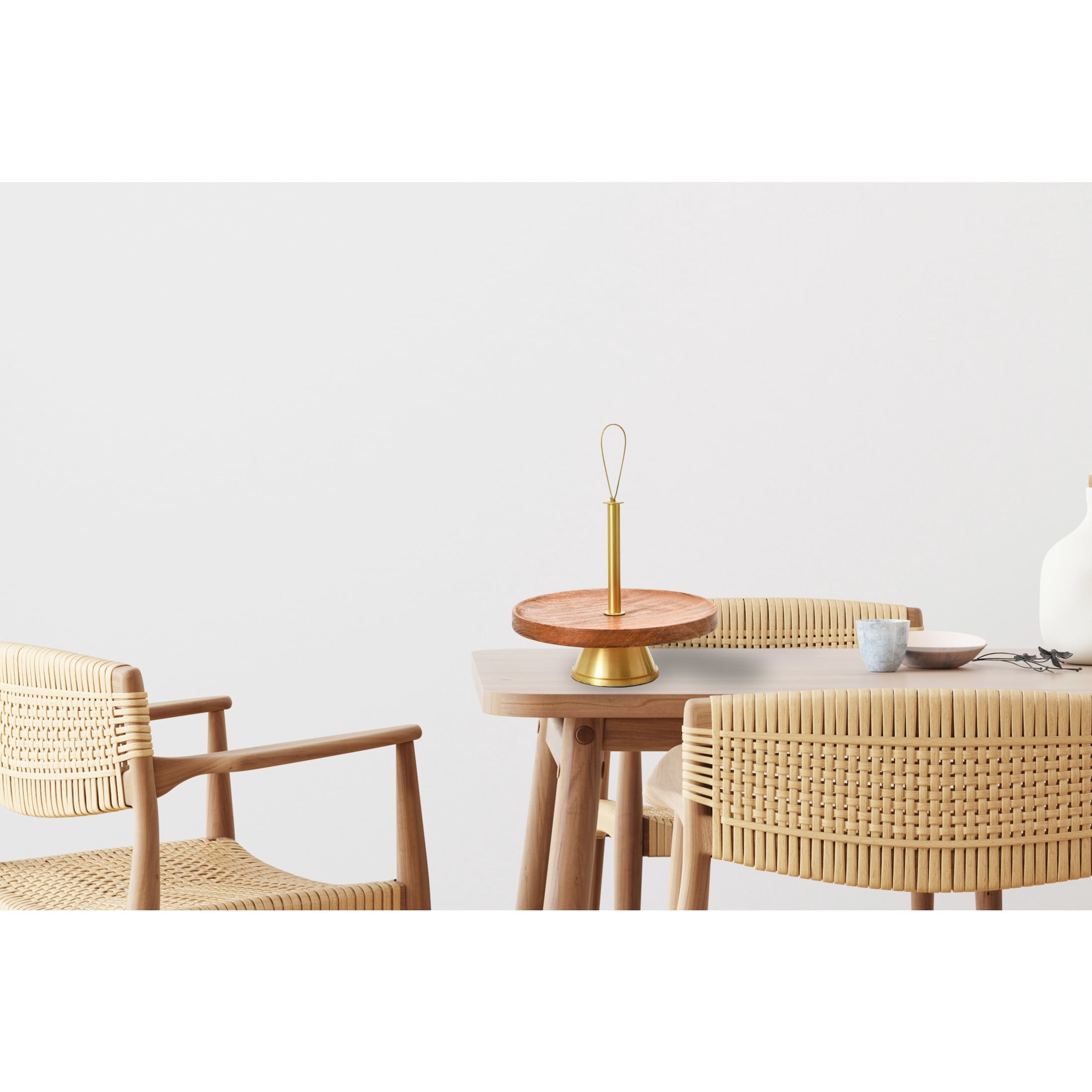 Creative Co-Op Elegant Modern Tray, Cake Stand or Desert Serve ware stand, Natural & Gold