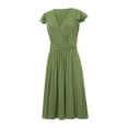 thumbnail image 2 of Franhais Women's Summer A-line Dress, casual pleated short sleeved dress, wrap V-neck dress, 2 of 9