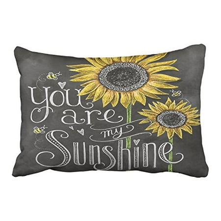 Sunflower Pillow Cases WinHome You Are My Sunshine Sunflowers Chalk Painting Decorative Pillowcases With Hidden Zipper Decor Cushion Covers Two Side 20x30 inches ()
