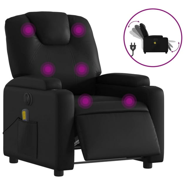 vidaXL Fauteuil Inclinable de Massage Électrique en Similicuir Noir