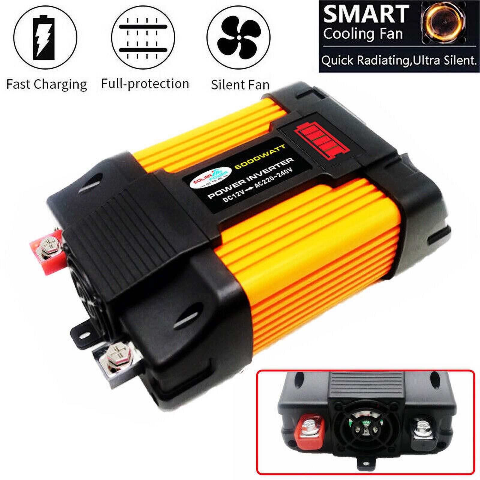 Convertidor De Corriente 6000W Para Autos Carros DC 12V a 110V AC Inversor