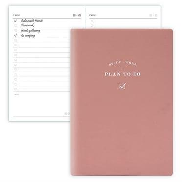 CAGIE To Do List Notebook 192 Pages 5.3" x 7.5" Leather To Do List Notepad Checklist for Daily Plans Schedule Planner Notebook School Supplies for Students, Pink