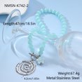 thumbnail image 2 of NICKSUN Two-tone Stainless Steel Swirl Spiral Pendant Necklace, Light Blue Striped Bead & Flower OT Clasp Cute Choker for Women, 2 of 7