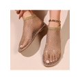 thumbnail image 2 of Women's Rhinestone Decorated Shiny Mesh Flat Sandals, Summer Vacation Style, Black, 2 of 4