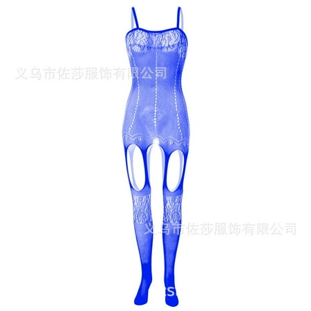 Generic Sexy Strap Jacquard Sexy Lingerie Lady Seduction off-the-Shoulder Hollow-out One-Piece Stockings Women s Dew Fishnet Clothes W214